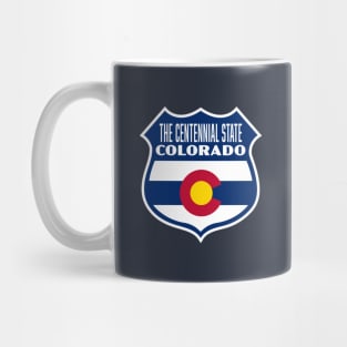 The Centennial State Colorado Retro Flag Shield (Blue) Mug